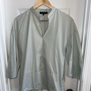 Lafayette 148 Carla Blouse Peppermint Multi Womens 4 3/4 Sleeves Seafoam Green